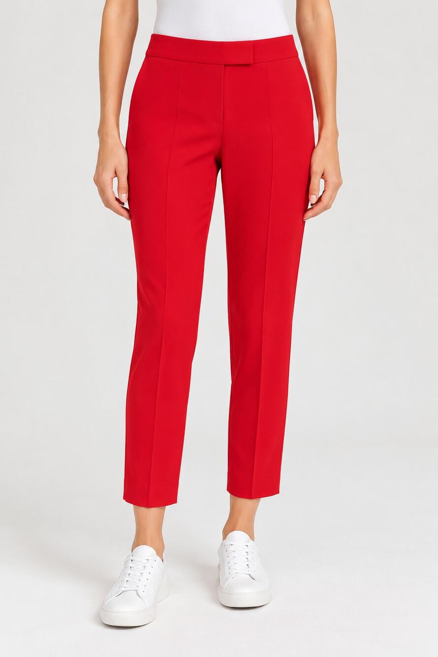 Akris Womens 10 Red Punto Frankie Stretch Viscose Ankle Trouser Pants Work Wear